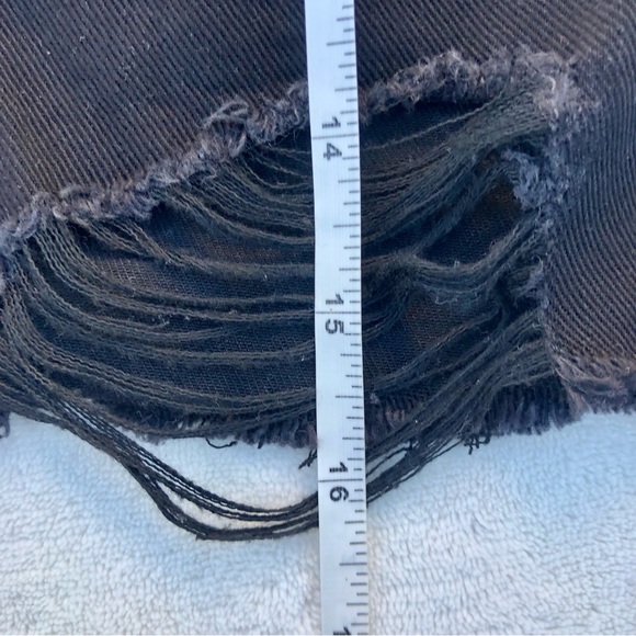 Rewash Mini Skirt Denim Button Fly Distressed Mini Skirt Black Raw Hem Size 9… - Picture 4 of 7